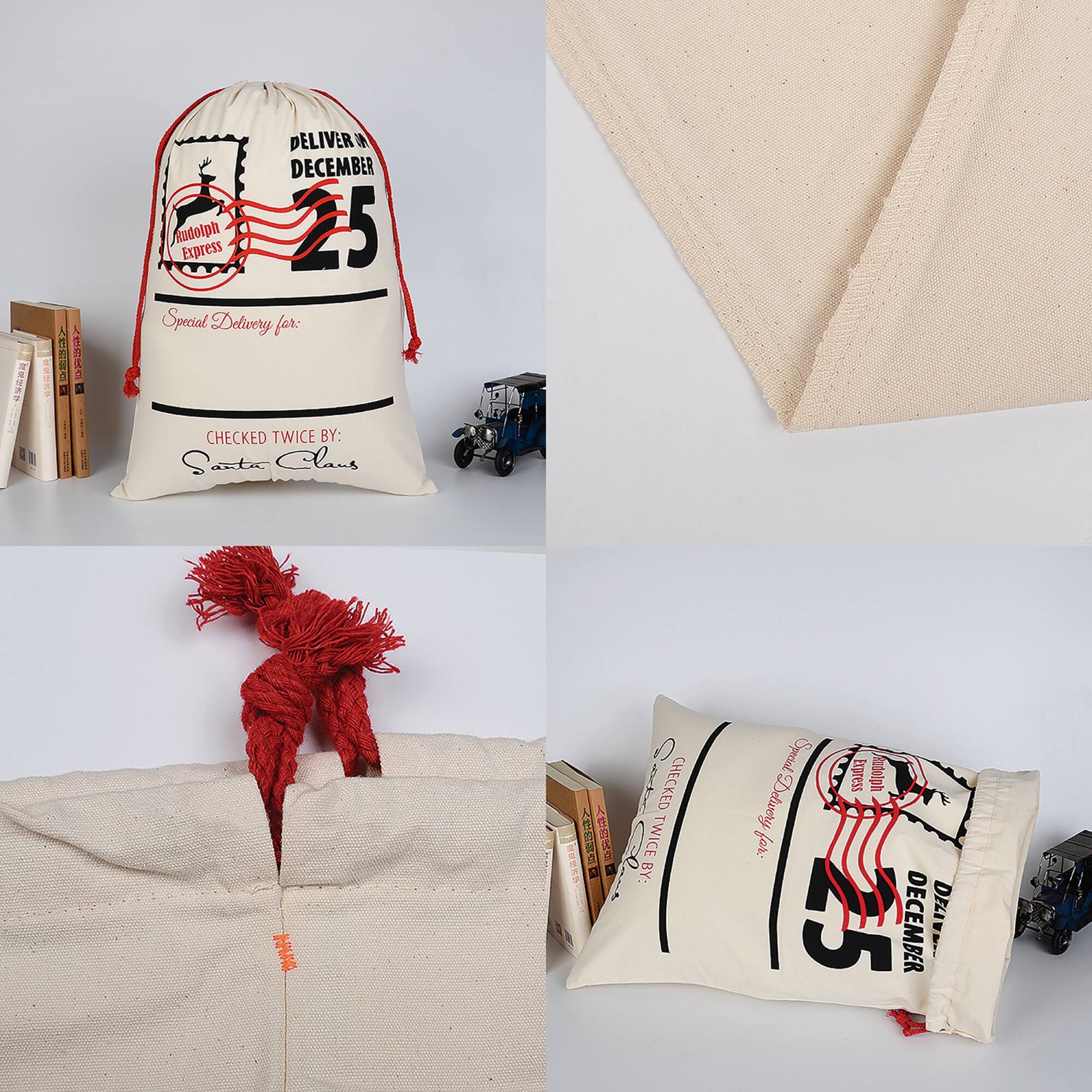 Personality Case™ 19" x 26" Cotton Christmas Drawstring Bag